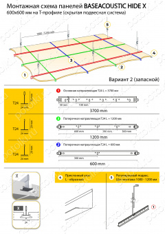 Схема Панелей BaseAcoustic Hide X (скрытая система) 600х600 мм (вариант_2)